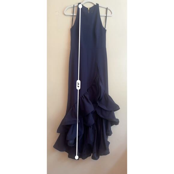 BETSY & ADAM navy Ruffle gown prom Hem Dress size 6P - Picture 6 of 8